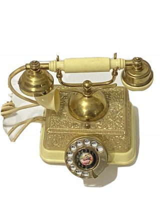 Vintage Brass French Victorian Style Rotary Dial Imperial Phone -