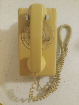 Vintage Northern Telecom Telephone Rotary Dial Wall Phone Yellow
