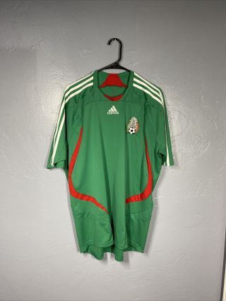Mexico Soccer Jersey Adidas 2007 - 2008 Home Shirt Green Mens Large