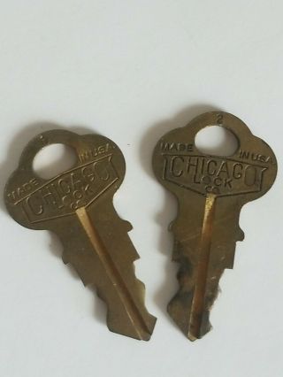 Vintage Set Of 2 Chicago Lock Co.  Keys 2007 Vending? Cabinet? Usa Made 1 2
