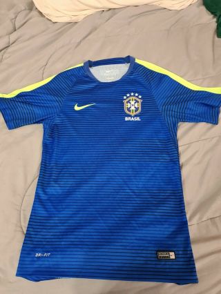 Nike Dri - Fit Brazil Brasil Futbol Soccer Football National Jersey Small Blue