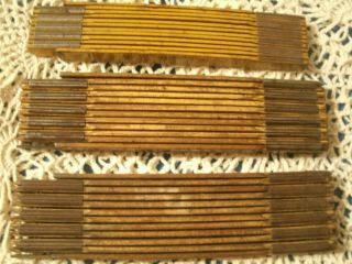 2 Vintage 72 " Lufkin Wooden Folding Ruler Extension Rule Brass Slide & Extra