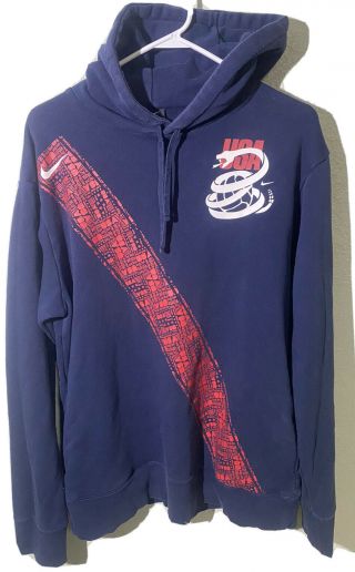 Nike Team Usa World Cup Soccer Navy Blue Hoody Sweatshirt Snake Logo Sz Large
