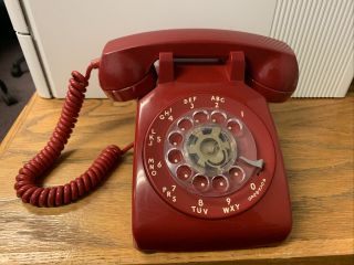 Vintage Red Itt Desktop Rotary Dial Phone Telephone