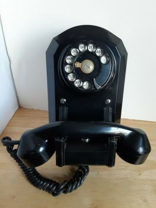 Vintage Retro Black Wall Mount Rotary Dial Telephone