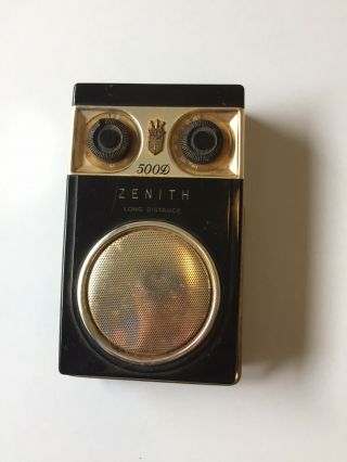 Vintage 1955 Zenith Owl Eyes Royal 500 Transistor Radio Black