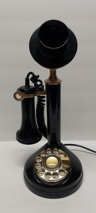 Vintage American Classic Candlestick Telephone Rotary Dial Black Retro Phone