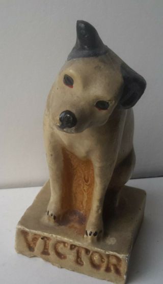 Vintage Victor Rca Nipper Dog Chalkware Figurine Advertising 4 " Tall