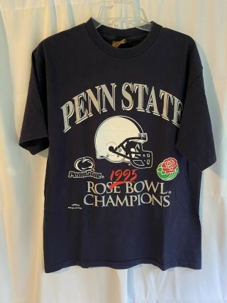 Vintage Penn State 1995 Rose Bowl Champions Single Stitch Shirt Large Made Usa