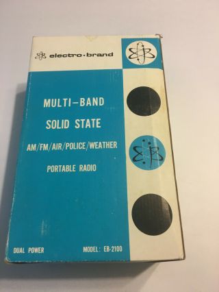 Vtg Electro Brand Portable Radio Am/fm/air/police/weather Eb 2100 Nos Flaw