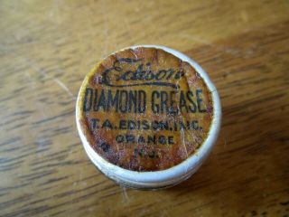 Scarce Edison Clear Glass Phonograph Diamond Grease Jar With Label