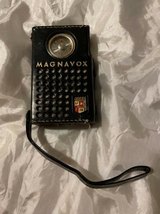 Vintage Magnavox 2 Am 60 Transistor Radio With Leather Casing Japan