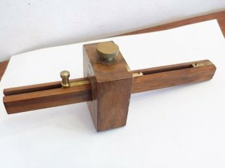 Vintag Hard Wood & Brass Adjustable Mortice & Marking Gauge.  A 1