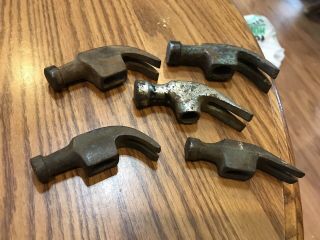 5 Vintage Small Claw Hammer Heads