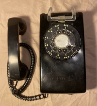 Vintage Retro Itt Black Wall Mount Rotary Dial Telephone Lucite