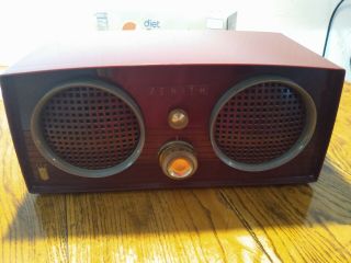 Vintage Art Deco Retro 1950s Mid - Century Zenith Z511r Burgundy Red Radio.