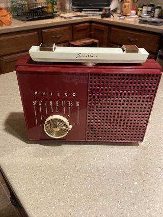 Vintage Philco Scantenna Am Radio Maroon 1950’s