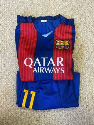 Youth Quatar Airways 11 Neymar Jr.  Fc Barcelona Soccer Jersey & Shorts Sz.  20