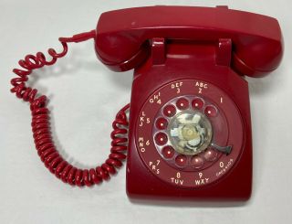 Vintage Red Itt Desktop Rotary Dial Phone Telephone