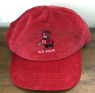 Ncsu North Carolina Nc State Wolfpack Corduroy Hat Cap Duckster Osfa Vintage