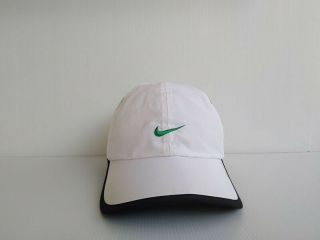 Nike Featherlight Dri - Fit White Cap Hat Green Logo