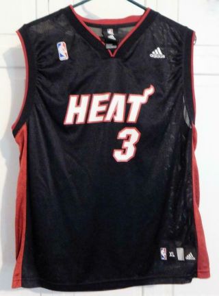 Adidas Dwayne Wade Miami Heat Basketball Jersey Youth Size Xl 18 - 20 Black Nba