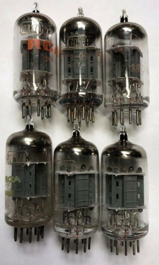 (6) Rca Made 12ax7a ( (1) Is A 7058) Twin Triode Close Test Audio Tubes