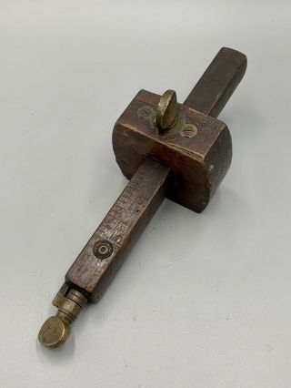 Antique Vintage Scribe Marking Gauge Woodworking W/ Bronze Screw And Accents 8 "