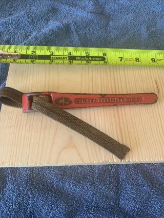Vintage Red Strap Wrench Chicago Specialty Mfg Co,  Plumbing Tool No 3005 - 01 Usa