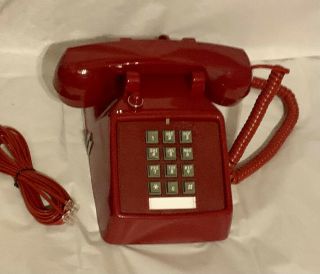 Vintage 1980s Style Red Desk Telephone Push Button Touch Tone B Itt El