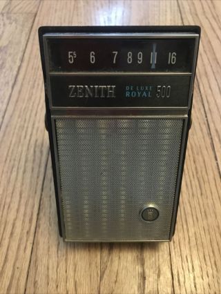 Vintage Black Color Am Zenith Deluxe Royal 500 Transistor Radio
