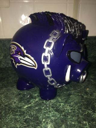 NFL Forever Collectables Baltimore Ravens Piggy Bank W/ Bull Chain Football Fan 2