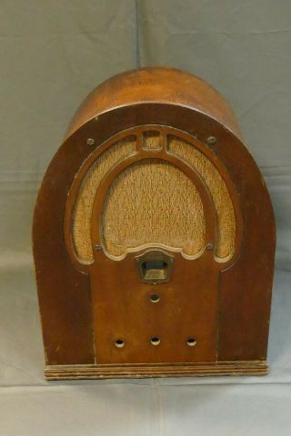 Vintage Philco Cathedral Tube Radio Model 60 - Wood Body Case Only - Art Deco