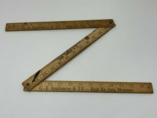 Vintage Ge Appliances & Tv Tri - Fold Folding Wooden Yard Stick Ruler