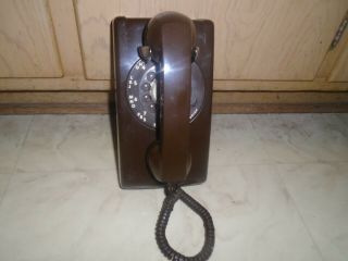 Vintage Itt Rotary Wall Telephone Brown Uts Telecom