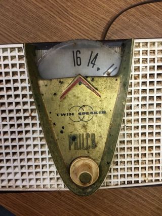 PHILCO AM Tube Radio “Twin Speaker” Model F817 Brown and WHITE 2