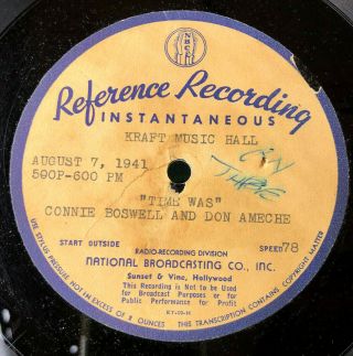 Nbc Kraft Music Hall 78 Record Connie Boswell & Don Ameche 1941