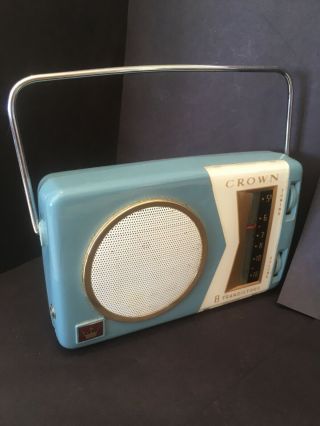 RARE REVERSE PAINT 1959 CROWN TR - 800 transistor radio not perfect but all there 2