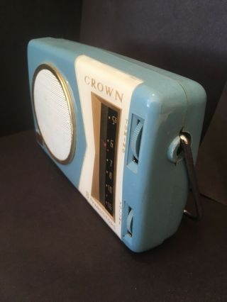 RARE REVERSE PAINT 1959 CROWN TR - 800 transistor radio not perfect but all there 3