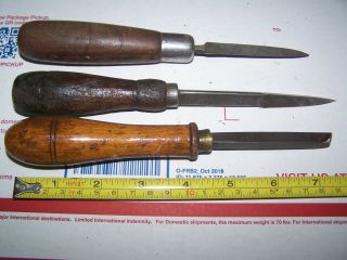 Old Wood Chisel,  Lathe Tools With Wooden Handles {3}