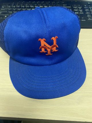 Vintage 80s York Mets Mesh Trucker Snapback Hat Cap By Annco
