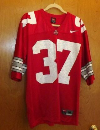 Ohio State Nike Football Jersey,  37 Size Medium.  Red & White.  Very Good Cond.