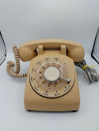 Vintage 1978 Stromberg Carlson Tan Rotary Desk Phone Sc 500d Euc