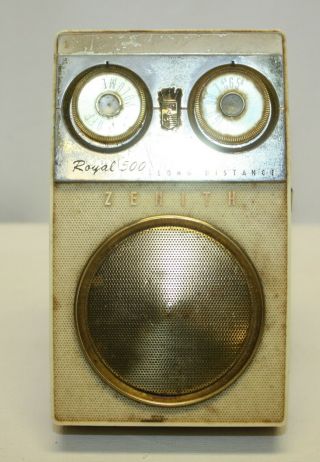 Vintage Zenith Royal 500 " Owl Eyes " 8 Transistor Long Distance Radio 2 - Tone