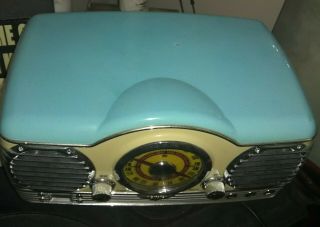 Memorex Model MTT3200 AM/FM Stereo Radio CD Player Vintage Style 50 ' s Turquoise 2