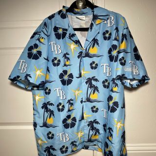 Mlb Tampa Bay Rays Hawaiian Button Up Shirt Adult Men 