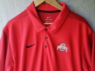 Ohio State University Buckeyes Nike Dri - Fit Polo Xxl Red Golf Shirt 2xl