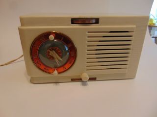 Ge Bakelite Clock Radio Tube 1950s Atomic White General Electric