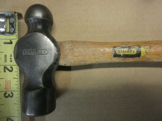 vintage stanley ball peen hammer old hand tool 1 pound 3.  7 oz total 2