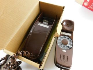 Vintage At&t Trimline Chocolate Brown Rotary Dial Wall Model Telephone Phone Mib